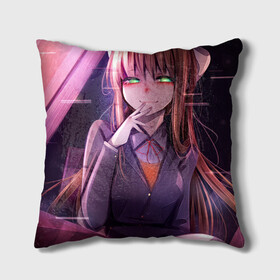 Подушка 3D с принтом Monika Doki Doki в Екатеринбурге, наволочка – 100% полиэстер, наполнитель – холлофайбер (легкий наполнитель, не вызывает аллергию). | состоит из подушки и наволочки. Наволочка на молнии, легко снимается для стирки | Тематика изображения на принте: club | doki doki | literature | monika | novel | доки доки | клуб | литературный | моника | роман