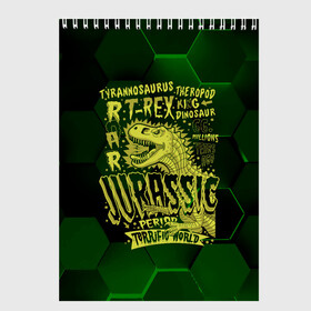Скетчбук с принтом T-rex Jurassic Динозавр в Екатеринбурге, 100% бумага
 | 48 листов, плотность листов — 100 г/м2, плотность картонной обложки — 250 г/м2. Листы скреплены сверху удобной пружинной спиралью | Тематика изображения на принте: dino | rex | roar | t rex | дино | динозавр | динозавры