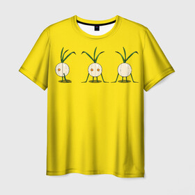 Мужская футболка 3D с принтом Лук репчатый в Екатеринбурге, 100% полиэфир | прямой крой, круглый вырез горловины, длина до линии бедер | инженер | органика | правильное питание | растения | три фасада