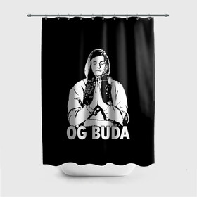 Штора 3D для ванной с принтом OG Buda в Екатеринбурге, 100% полиэстер | плотность материала — 100 г/м2. Стандартный размер — 146 см х 180 см. По верхнему краю — пластиковые люверсы для креплений. В комплекте 10 пластиковых колец | Тематика изображения на принте: og buda | rap | буда | григорий ляхов | музыка | ог буда | певец | русский рэп | рэп | рэпер