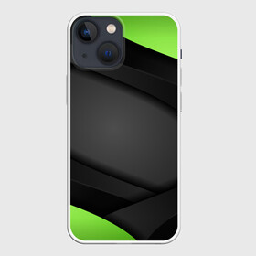 Чехол для iPhone 13 mini с принтом Green  Black в Екатеринбурге,  |  | 3d | 3д | sport | абстракция | линии | паттерн | соты | спортивный стиль | текстуры