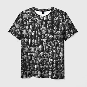 Мужская футболка 3D с принтом Мрачные портреты в Екатеринбурге, 100% полиэфир | прямой крой, круглый вырез горловины, длина до линии бедер | halloween | лица | мрачное | портреты | страшное | сюрреализм | ужасы