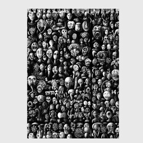 Скетчбук с принтом Мрачные портреты в Екатеринбурге, 100% бумага
 | 48 листов, плотность листов — 100 г/м2, плотность картонной обложки — 250 г/м2. Листы скреплены сверху удобной пружинной спиралью | Тематика изображения на принте: halloween | лица | мрачное | портреты | страшное | сюрреализм | ужасы