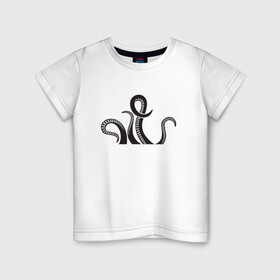 Детская футболка хлопок с принтом Щупальца осьминога в Екатеринбурге, 100% хлопок | круглый вырез горловины, полуприлегающий силуэт, длина до линии бедер | cute | octopus | милый | осьминог | осьминожка | тентакли | щупальца