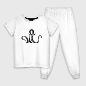 Детская пижама хлопок с принтом Щупальца осьминога в Екатеринбурге, 100% хлопок |  брюки и футболка прямого кроя, без карманов, на брюках мягкая резинка на поясе и по низу штанин
 | cute | octopus | милый | осьминог | осьминожка | тентакли | щупальца