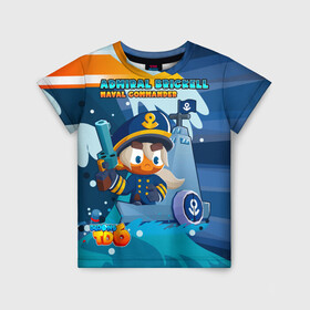 Детская футболка 3D с принтом BTD6 Admiral Brickell в Екатеринбурге, 100% гипоаллергенный полиэфир | прямой крой, круглый вырез горловины, длина до линии бедер, чуть спущенное плечо, ткань немного тянется | Тематика изображения на принте: адмирал брикелл | башня | водный | герой | мина | шар
