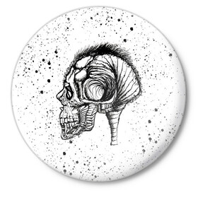 Значок с принтом Череп Зверь и Брызги в Екатеринбурге,  металл | круглая форма, металлическая застежка в виде булавки | beast | head | skulls | vampire | голова | животные | зверь | зубы | кости | мозги | паттерн | полосы | природа | скелет | текстура | точки | узор | хо | цветы | чб | черепа | черный | яркий