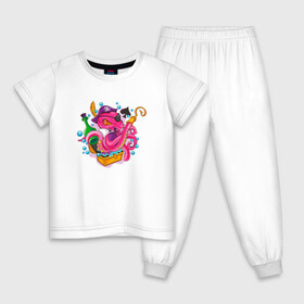 Детская пижама хлопок с принтом Осьминог пират в Екатеринбурге, 100% хлопок |  брюки и футболка прямого кроя, без карманов, на брюках мягкая резинка на поясе и по низу штанин
 | Тематика изображения на принте: cute | octopus | pirat | кракен | осьминог | осьминожка | пират | щупальца