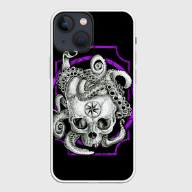 Чехол для iPhone 13 mini с принтом Череп и Осьминог в Екатеринбурге,  |  | beast | head | kraken | neon | octopus | skulls | star | букет | голова | животные | звезда | зверь | зубы | кости | кракен | краска | мозги | неоновый | октопус | осьминог | полосы | скелет | текстура | точки | узор | хо | цветы