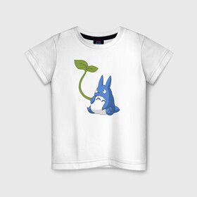 Детская футболка хлопок с принтом Chibi blue totoro в Екатеринбурге, 100% хлопок | круглый вырез горловины, полуприлегающий силуэт, длина до линии бедер | anime | chibi | hayao | miyazaki | neighbor | totoro | аниме | миядзаки | сосед | тоторо | хаяо | чиби