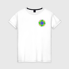 Женская футболка хлопок с принтом Eyeflower bright в Екатеринбурге, 100% хлопок | прямой крой, круглый вырез горловины, длина до линии бедер, слегка спущенное плечо | глаза | иллюстрация | рисунок | цветок | цветы