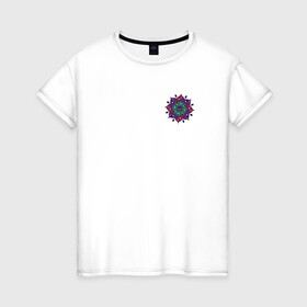 Женская футболка хлопок с принтом Eyeflower dark в Екатеринбурге, 100% хлопок | прямой крой, круглый вырез горловины, длина до линии бедер, слегка спущенное плечо | глаза | иллюстрация | рисунок | узор | цветы