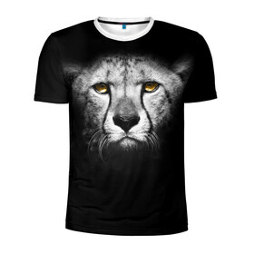Мужская футболка 3D спортивная с принтом Гепард в Екатеринбурге, 100% полиэстер с улучшенными характеристиками | приталенный силуэт, круглая горловина, широкие плечи, сужается к линии бедра | animal | cheetah | wild | гепард | чернобелый