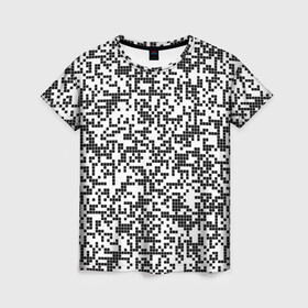Женская футболка 3D с принтом Пиксельный Узор в Екатеринбурге, 100% полиэфир ( синтетическое хлопкоподобное полотно) | прямой крой, круглый вырез горловины, длина до линии бедер | blackwhite | pixels | пиксели | узор | чернобелый