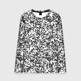 Мужской лонгслив 3D с принтом Пиксельный Узор в Екатеринбурге, 100% полиэстер | длинные рукава, круглый вырез горловины, полуприлегающий силуэт | Тематика изображения на принте: blackwhite | pixels | пиксели | узор | чернобелый