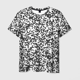 Мужская футболка 3D с принтом Пиксельный Узор в Екатеринбурге, 100% полиэфир | прямой крой, круглый вырез горловины, длина до линии бедер | blackwhite | pixels | пиксели | узор | чернобелый
