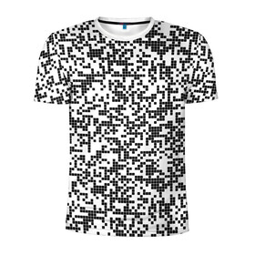 Мужская футболка 3D спортивная с принтом Пиксельный Узор в Екатеринбурге, 100% полиэстер с улучшенными характеристиками | приталенный силуэт, круглая горловина, широкие плечи, сужается к линии бедра | Тематика изображения на принте: blackwhite | pixels | пиксели | узор | чернобелый