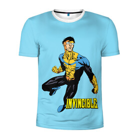 Мужская футболка 3D спортивная с принтом Invincible Неуязвимый в Екатеринбурге, 100% полиэстер с улучшенными характеристиками | приталенный силуэт, круглая горловина, широкие плечи, сужается к линии бедра | boy | cartoon | damien darkblood | hero | invincible | superhero | герой | марк грейсон | мультик | мультсериал | непобедимый | неуязвимый | персонаж | супергерой