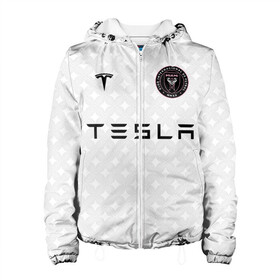 Женская куртка 3D с принтом INTER MIAMI FC TESLA KIT в Екатеринбурге, ткань верха — 100% полиэстер, подклад — флис | прямой крой, подол и капюшон оформлены резинкой с фиксаторами, два кармана без застежек по бокам, один большой потайной карман на груди. Карман на груди застегивается на липучку | championship | fc | football | footer | inter miami | soccer | socker | sport | европейская лига | майами | одежда | спорт | спортивный | униформа | футбол | футбольный клуб | чемпионат