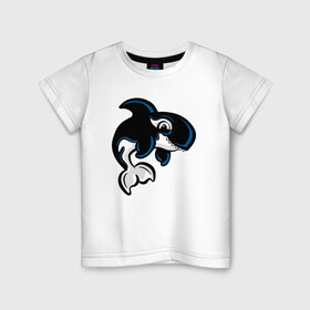 Детская футболка хлопок с принтом Косатка в Екатеринбурге, 100% хлопок | круглый вырез горловины, полуприлегающий силуэт, длина до линии бедер | Тематика изображения на принте: whale | кит | косатка | косатки