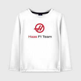Детский лонгслив хлопок с принтом Haas F1 Team в Екатеринбурге, 100% хлопок | круглый вырез горловины, полуприлегающий силуэт, длина до линии бедер | Тематика изображения на принте: f1 | haas | грожан | магнуссен | мазепин | ф1 | феррари | формула 1 | хаас