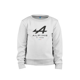 Детский свитшот хлопок с принтом Alpine F1 team в Екатеринбурге, 100% хлопок | круглый вырез горловины, эластичные манжеты, пояс и воротник | Тематика изображения на принте: alpine | f1 | renault | team | рено | ф1 | фернандо алонсо | формула 1