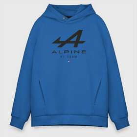 Мужское худи Oversize хлопок с принтом Alpine F1 team в Екатеринбурге, френч-терри — 70% хлопок, 30% полиэстер. Мягкий теплый начес внутри —100% хлопок | боковые карманы, эластичные манжеты и нижняя кромка, капюшон на магнитной кнопке | Тематика изображения на принте: alpine | f1 | renault | team | рено | ф1 | фернандо алонсо | формула 1