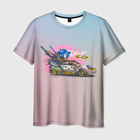 Мужская футболка 3D с принтом Sonic racer в Екатеринбурге, 100% полиэфир | прямой крой, круглый вырез горловины, длина до линии бедер | Тематика изображения на принте: sonic | доктор эггман | ёж | ёж шедоу | ехидна наклз | майлз прауэр | соник | тейлз | эми роуз