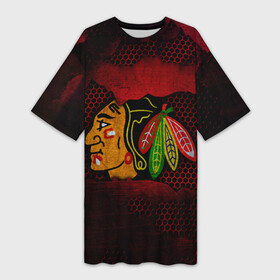 Платье-футболка 3D с принтом CHICAGO NHL в Екатеринбурге,  |  | blackhawks | chicago | iron | logo | nhl | red | sport | usa | блэкхоукс | железо | логотип | нхл | сетка | спорт | сша | хоккей | чикаго