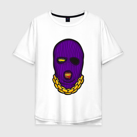 Мужская футболка хлопок Oversize с принтом DaBaby Purple Mask в Екатеринбурге, 100% хлопок | свободный крой, круглый ворот, “спинка” длиннее передней части | gangster | golden | mask | music | rappers