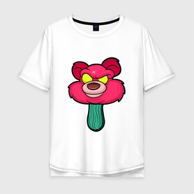 Мужская футболка хлопок Oversize с принтом Розовый медведь в Екатеринбурге, 100% хлопок | свободный крой, круглый ворот, “спинка” длиннее передней части | bears | ice cream | pinky | животные | мороженное