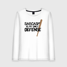 Женский лонгслив хлопок с принтом Sarcasm is my only defense в Екатеринбурге, 100% хлопок |  | alpha | beta | derek | derek hale | omega | scott | scott mccall | serial | stiles | stiles stilinski | teen wolf | wolf | бета | волк | волки | волчонок | дерек | дерек хейл | оборотень | оборотни | ольфа | омега | сериал | скотт | скотт макколл | стайлз