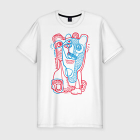 Мужская футболка хлопок Slim с принтом bipolar bear в Екатеринбурге, 92% хлопок, 8% лайкра | приталенный силуэт, круглый вырез ворота, длина до линии бедра, короткий рукав | acid | bears | glitch | illusion | pole | иллюзия | кислота | медведи | полюс
