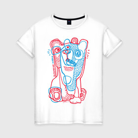 Женская футболка хлопок с принтом bipolar bear в Екатеринбурге, 100% хлопок | прямой крой, круглый вырез горловины, длина до линии бедер, слегка спущенное плечо | acid | bears | glitch | illusion | pole | иллюзия | кислота | медведи | полюс
