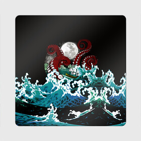 Магнит виниловый Квадрат с принтом Корабль на Волнах | Кракен в Екатеринбурге, полимерный материал с магнитным слоем | размер 9*9 см, закругленные углы | animal | beast | kraken | monster | moon | ocean | octopus | sea | ship | water | waves | вода | волны | животные | звери | корабль | кракен | луна | монстр | море | океан | осьминог | рыбы | щупальца