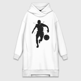 Платье-худи хлопок с принтом Футболист в Екатеринбурге,  |  | art | ball | football | footballer | shadow | silhouette | sport | арт | мяч | силуэт | спорт | тень | футбол | футболист