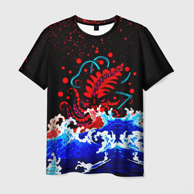 Мужская футболка 3D с принтом Кровавый Кракен Монстр в Екатеринбурге, 100% полиэфир | прямой крой, круглый вырез горловины, длина до линии бедер | Тематика изображения на принте: animal | beast | blood | drops | kraken | monster | ocean | octopus | sea | water | waves | брызги | вода | волны | животные | звери | капли | кракен | кровь | монстр | море | океан | осьминог | рыбы | щупальца