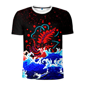 Мужская футболка 3D спортивная с принтом Кровавый Кракен Монстр в Екатеринбурге, 100% полиэстер с улучшенными характеристиками | приталенный силуэт, круглая горловина, широкие плечи, сужается к линии бедра | Тематика изображения на принте: animal | beast | blood | drops | kraken | monster | ocean | octopus | sea | water | waves | брызги | вода | волны | животные | звери | капли | кракен | кровь | монстр | море | океан | осьминог | рыбы | щупальца