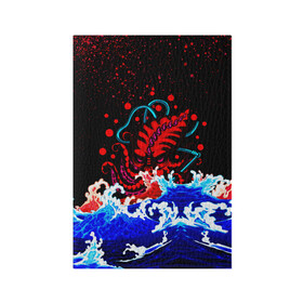 Обложка для паспорта матовая кожа с принтом Кровавый Кракен Монстр в Екатеринбурге, натуральная матовая кожа | размер 19,3 х 13,7 см; прозрачные пластиковые крепления | Тематика изображения на принте: animal | beast | blood | drops | kraken | monster | ocean | octopus | sea | water | waves | брызги | вода | волны | животные | звери | капли | кракен | кровь | монстр | море | океан | осьминог | рыбы | щупальца
