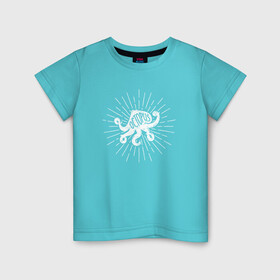 Детская футболка хлопок с принтом Осьминог Octopus в Екатеринбурге, 100% хлопок | круглый вырез горловины, полуприлегающий силуэт, длина до линии бедер | cute | octopus | милый | осьминог | осьминожка | щупальца