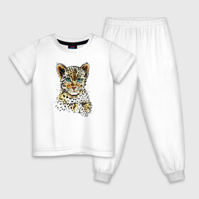 Детская пижама хлопок с принтом Леопардёнок в Екатеринбурге, 100% хлопок |  брюки и футболка прямого кроя, без карманов, на брюках мягкая резинка на поясе и по низу штанин
 | арт | большая кошка | дикий | для него | для неё | зверь | классный подарок | котёнок | котик | крутой принт | лапки | лапы | лео | леопард | малыш | милота | пятна | рисунок | ручная графика | скетч