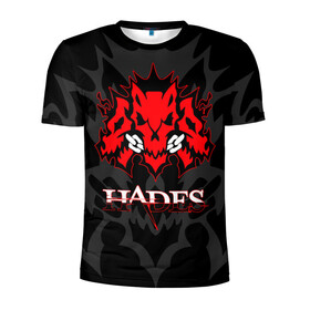 Мужская футболка 3D спортивная с принтом Hades в Екатеринбурге, 100% полиэстер с улучшенными характеристиками | приталенный силуэт, круглая горловина, широкие плечи, сужается к линии бедра | hades | roguelike | бесконечные круги ада | волк | компьютерная игра | красный | цепь | эмблема