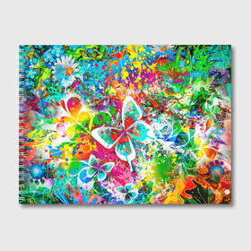 Альбом для рисования с принтом ЯРКИЕ КРАСКИ в Екатеринбурге, 100% бумага
 | матовая бумага, плотность 200 мг. | butterfly | color | flower | rainbow | summer | бабочки | брызги | краски | лето | радуга | цвета | цветы