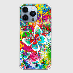 Чехол для iPhone 13 Pro с принтом ЯРКИЕ КРАСКИ в Екатеринбурге,  |  | butterfly | color | flower | rainbow | summer | бабочки | брызги | краски | лето | радуга | цвета | цветы