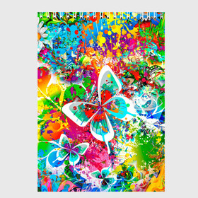 Скетчбук с принтом ЯРКИЕ КРАСКИ в Екатеринбурге, 100% бумага
 | 48 листов, плотность листов — 100 г/м2, плотность картонной обложки — 250 г/м2. Листы скреплены сверху удобной пружинной спиралью | Тематика изображения на принте: butterfly | color | flower | rainbow | summer | бабочки | брызги | краски | лето | радуга | цвета | цветы