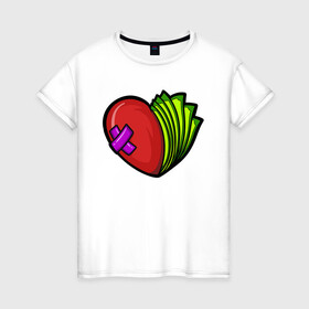 Женская футболка хлопок с принтом Деньги или Любовь в Екатеринбурге, 100% хлопок | прямой крой, круглый вырез горловины, длина до линии бедер, слегка спущенное плечо | love | влюбленным | деньги | любовь | расставание