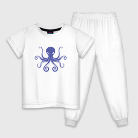 Детская пижама хлопок с принтом Осьминог в Екатеринбурге, 100% хлопок |  брюки и футболка прямого кроя, без карманов, на брюках мягкая резинка на поясе и по низу штанин
 | Тематика изображения на принте: cute | octopus | милый | морское | осьминог | осьминожка | паттерн | тентакли | щупальца