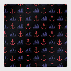 Магнитный плакат 3Х3 с принтом Корабли и якоря в Екатеринбурге, Полимерный материал с магнитным слоем | 9 деталей размером 9*9 см | Тематика изображения на принте: anchor | корабли | корабль | море | морские | океан | паруса | паттерн | шварт | якори | якорь