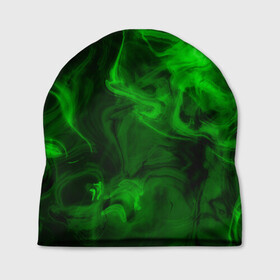 Шапка 3D с принтом Неоновый дым (зеленый) в Екатеринбурге, 100% полиэстер | универсальный размер, печать по всей поверхности изделия | Тематика изображения на принте: smoke | дым | импарение | неон | смог