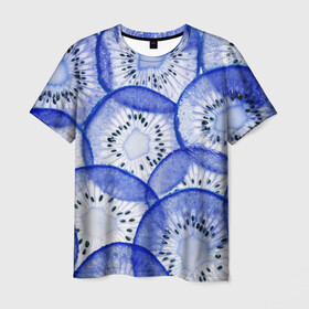 Мужская футболка 3D с принтом Синий Киви в Екатеринбурге, 100% полиэфир | прямой крой, круглый вырез горловины, длина до линии бедер | Тематика изображения на принте: fruits | kiwi | киви | плоды | фрукты